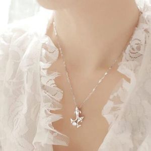 White Dolphin Pendant Double Dolphin Necklace Pers